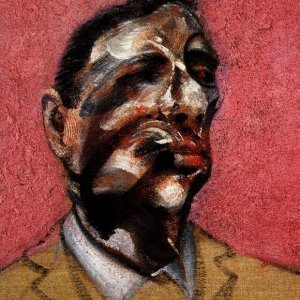 Three Studies for Portrait of George Dyer on pink ground - left