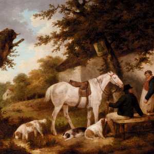 Travellers Resting Outside The Bell Inn